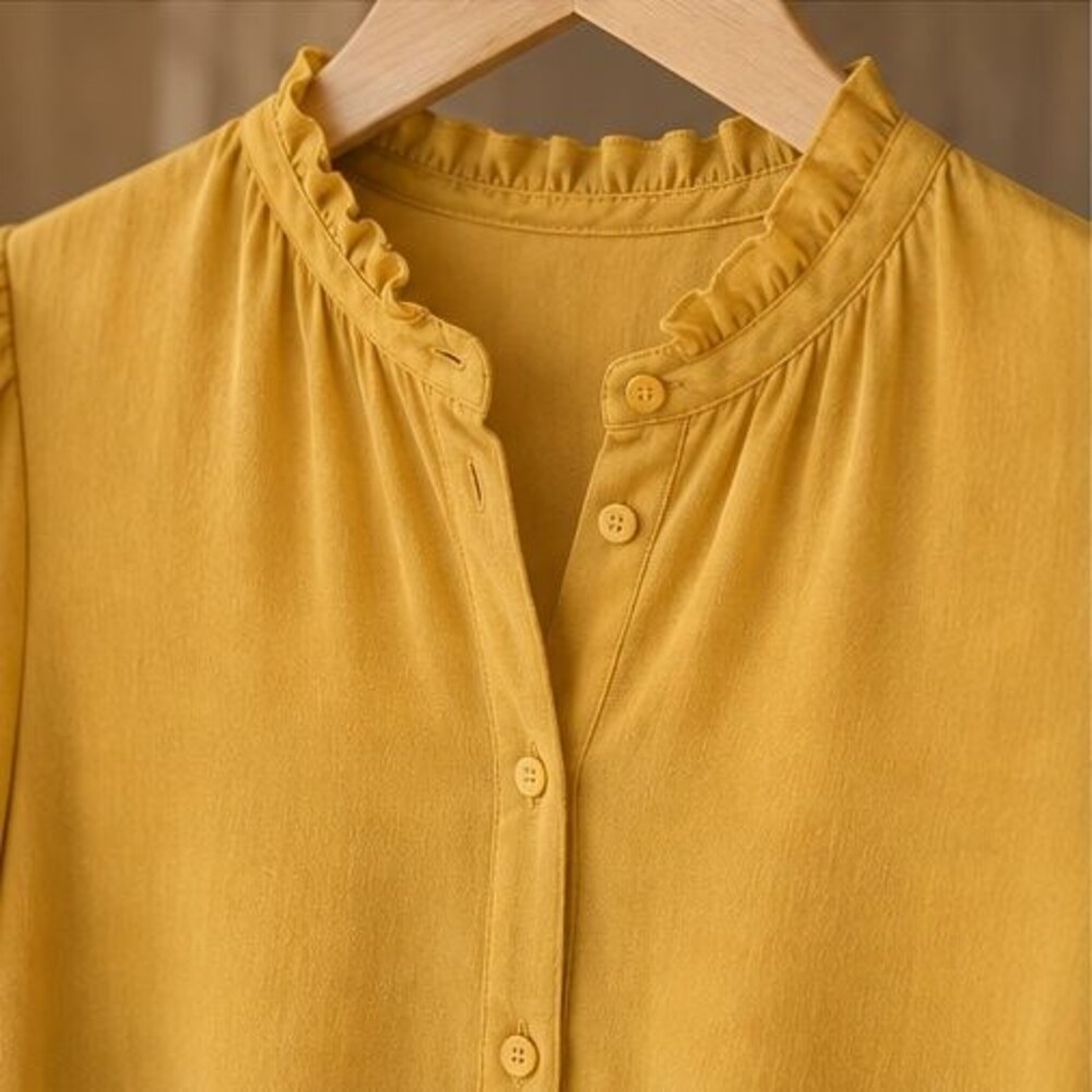 Mustard Ruffle Collar Blouse - Picture 4 of 6